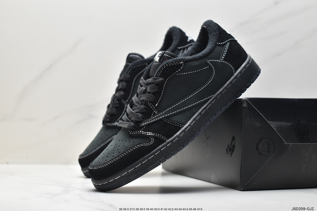 fragment design x Travis Scott x Nike Air Jordan 1 Low OG SP ”Black/Green Toe” basketball shoes DM7866-001