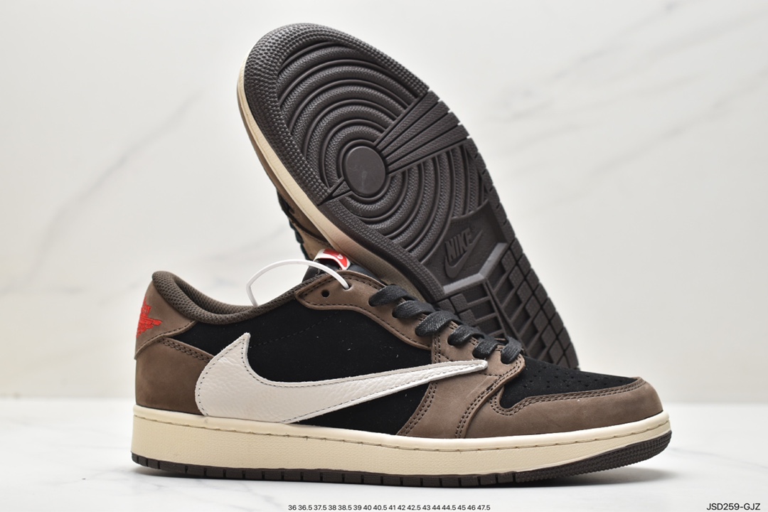 fragment design x Travis Scott x Nike Air Jordan 1 Low OG SP ”Black/Green Toe” basketball shoes DM7866-001