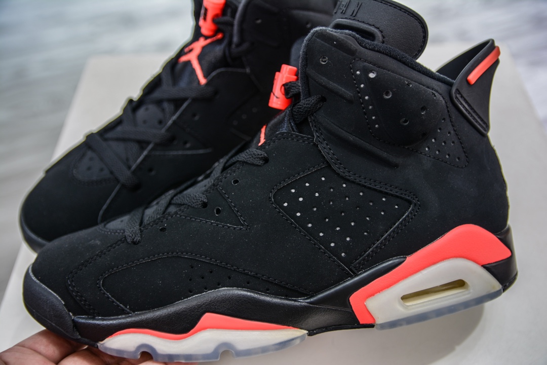 380 T DG东莞原渠道 纯原Air Jordan 6 Retro Infrared 黑红 384664-060