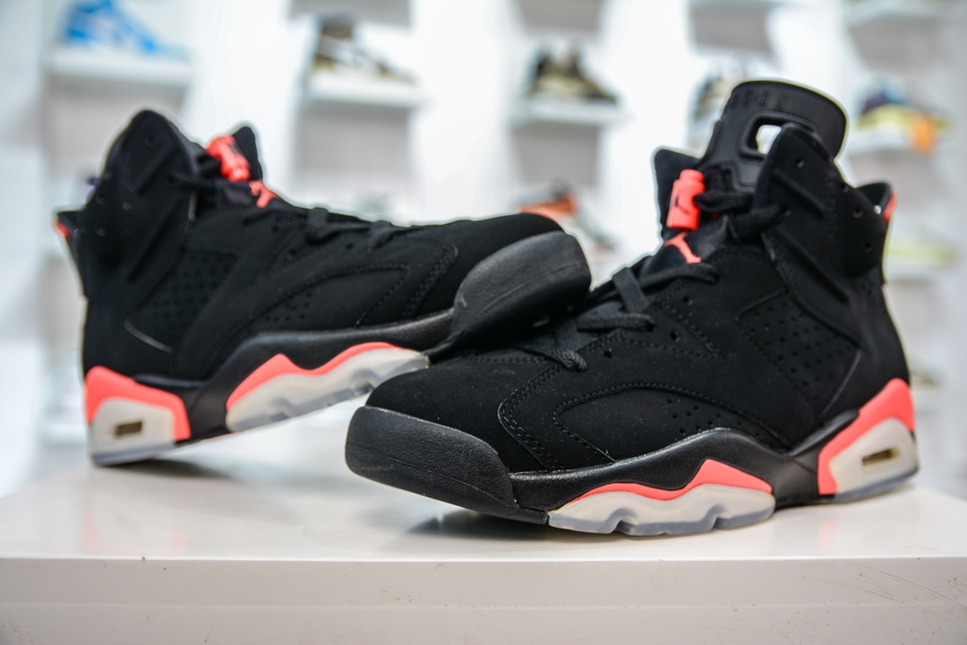 380 T DG东莞原渠道 纯原Air Jordan 6 Retro Infrared 黑红 384664-060