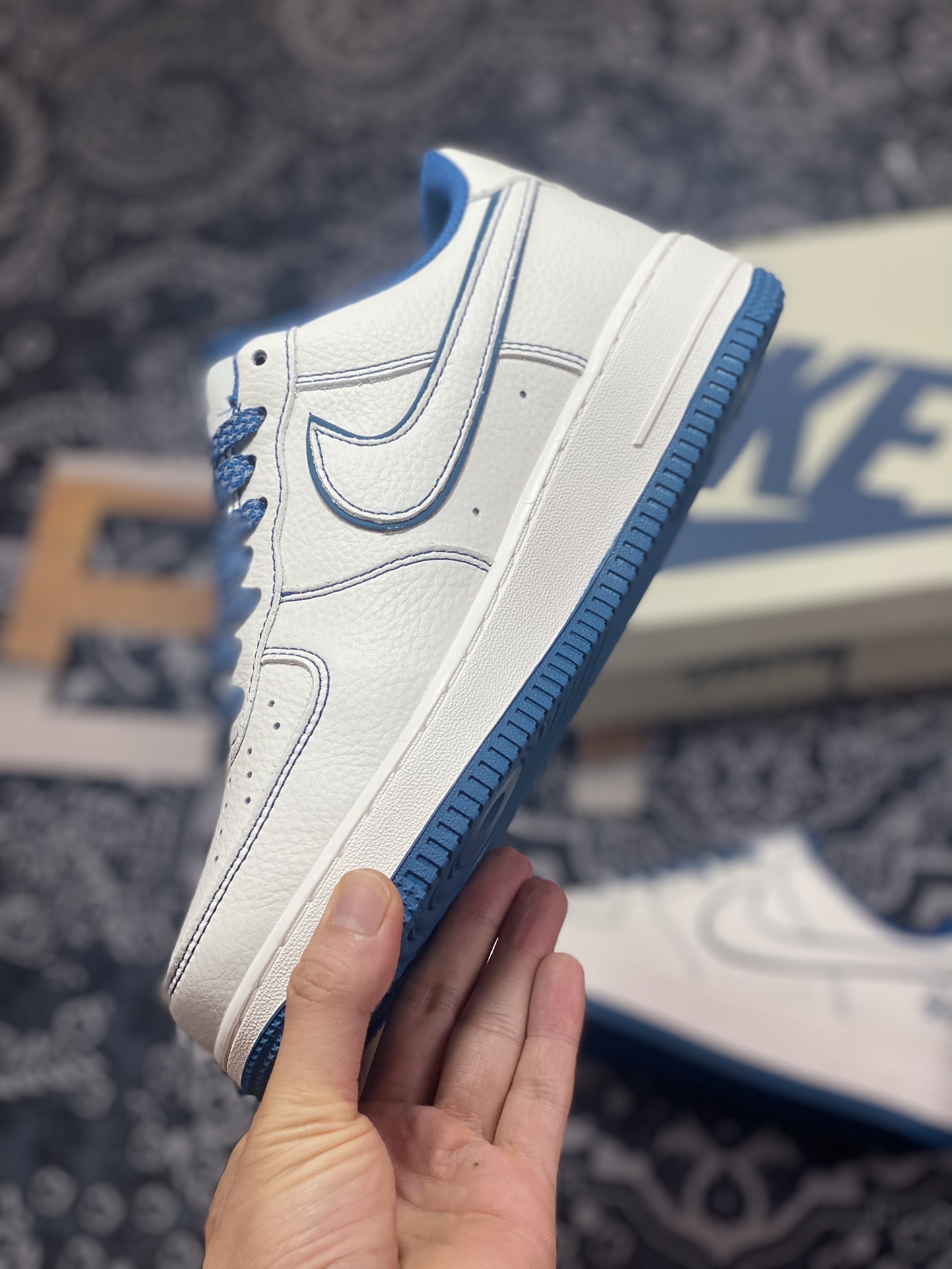 260 Stüssy x Nike Air Force 1′07 Low”Milk White/indigo”空军一号板鞋“皮革米白靛蓝斯图西”UN1635-333
