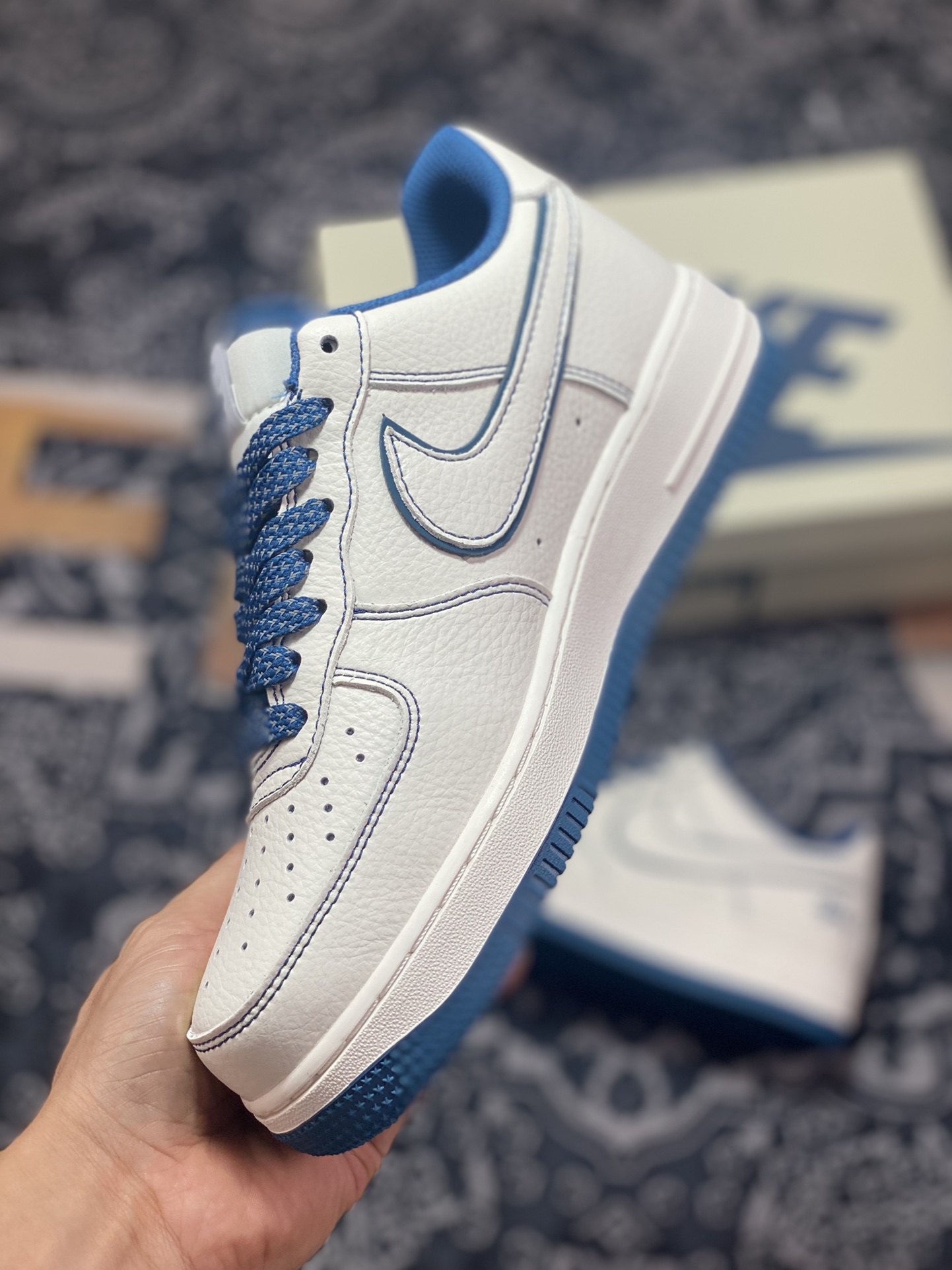 260 Stüssy x Nike Air Force 1′07 Low”Milk White/indigo”空军一号板鞋“皮革米白靛蓝斯图西”UN1635-333