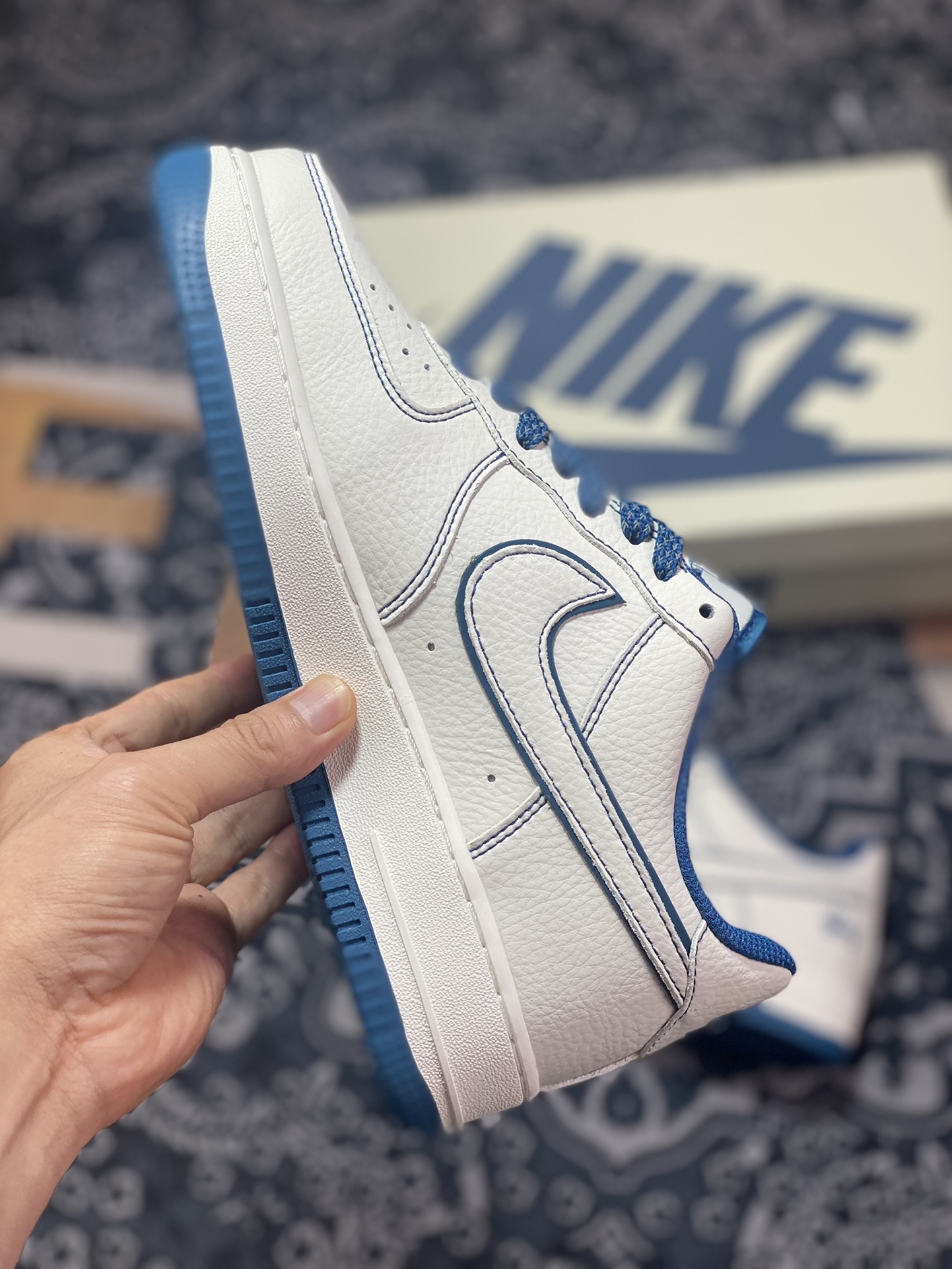 260 Stüssy x Nike Air Force 1′07 Low”Milk White/indigo”空军一号板鞋“皮革米白靛蓝斯图西”UN1635-333