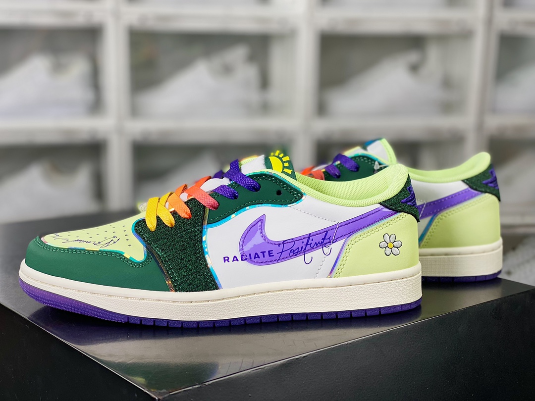 Air Jordan 1 Retro Low OG ”Doernbecher 2023” AJ1 Jordan generation basketball shoes ”Charity Green Purple” FD9665-351