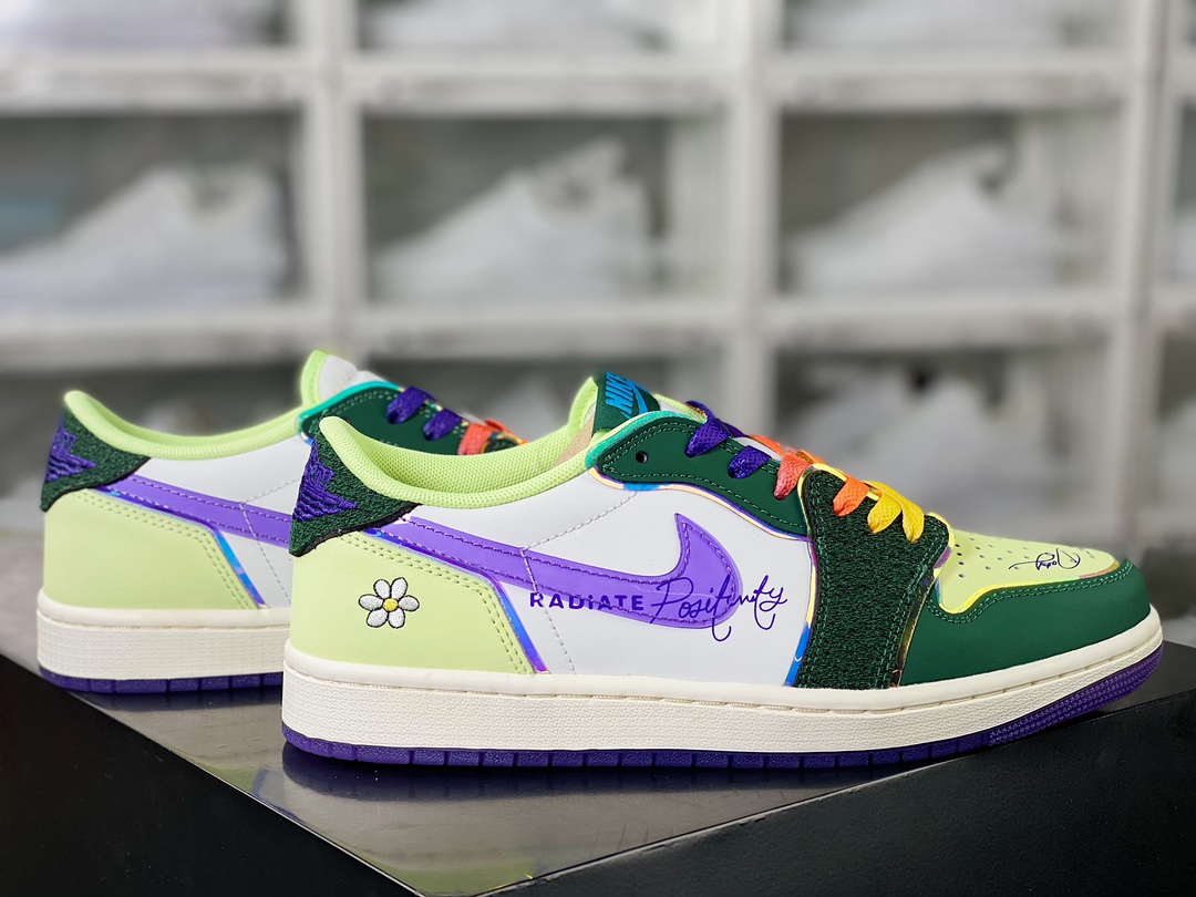 Air Jordan 1 Retro Low OG ”Doernbecher 2023” AJ1 Jordan generation basketball shoes ”Charity Green Purple” FD9665-351