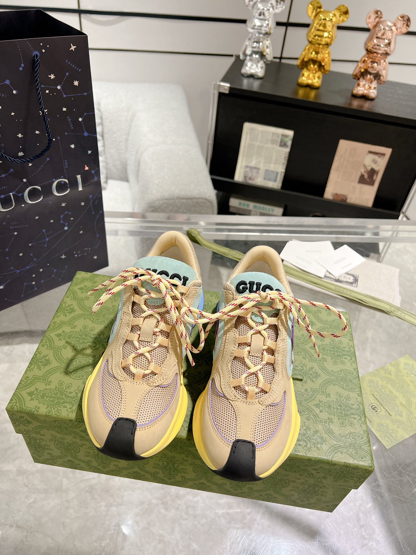 Gucci Buty sportowe Unisex Prawdziwa skóra Kolekcja wiosenno-letnia Spodnie dresowe