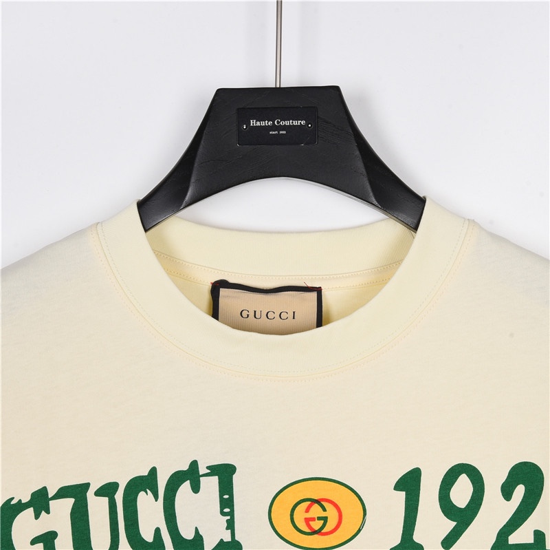 Gucci/古驰 双G条纹手绘涂鸦灵感短袖T恤 黑色 杏色