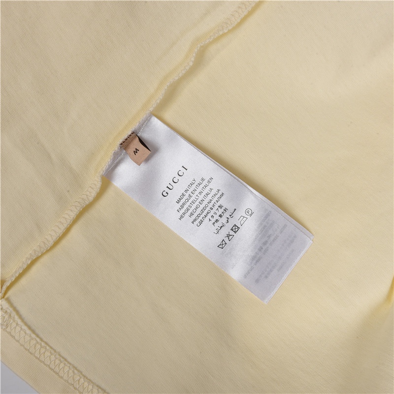 Gucci/古驰 双G条纹手绘涂鸦灵感短袖T恤 黑色 杏色