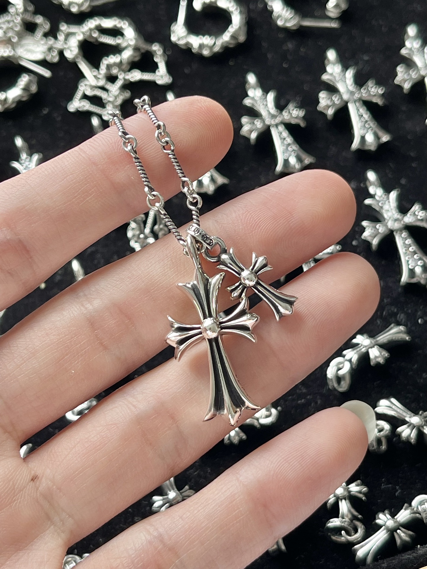 Chrome Hearts 克罗心 双十字架项链无钻款