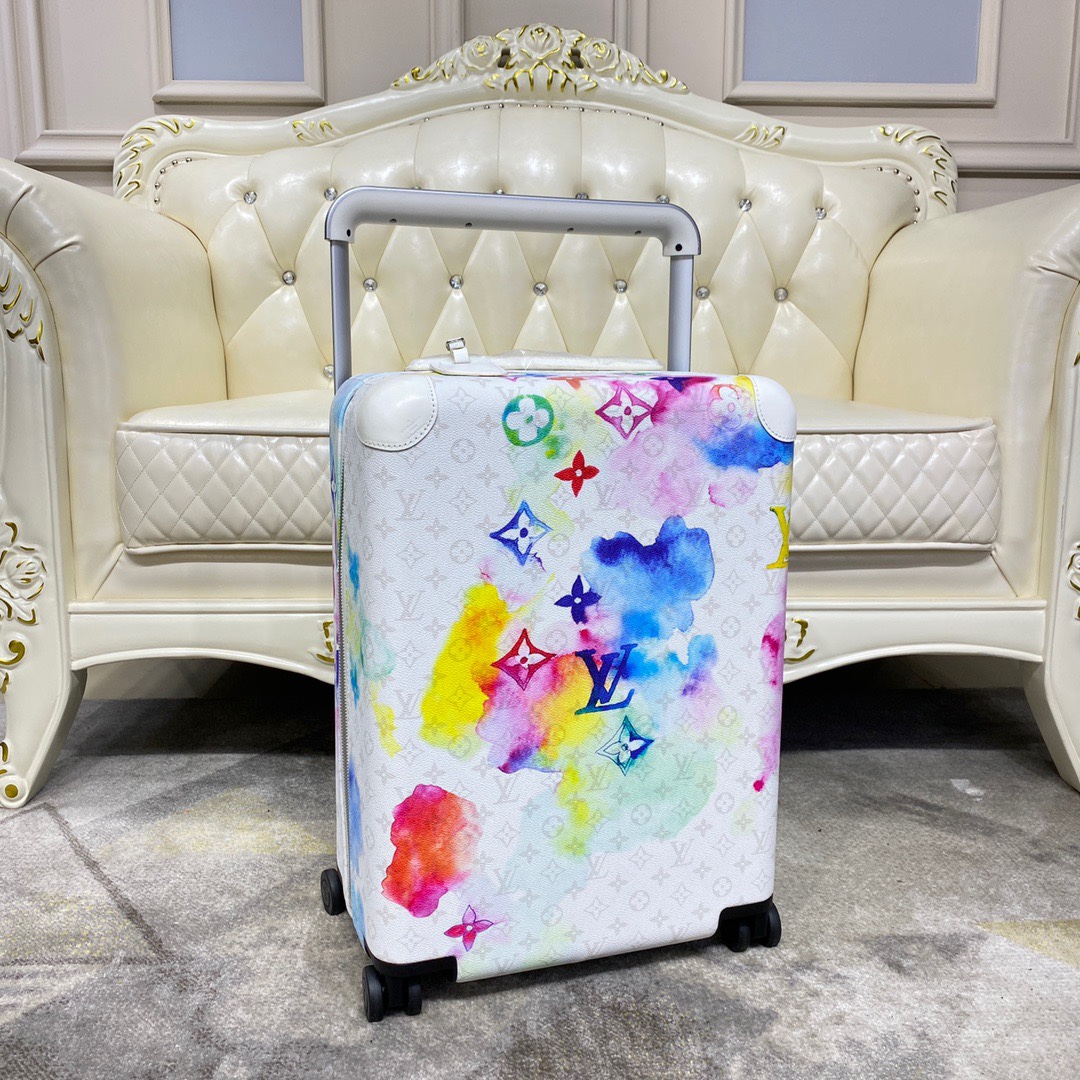 Lv Louis Vuitton maleta equipaje de alta gama, cuero que cambia de color, cerradura de aduana, ruedas giratorias, asa a…