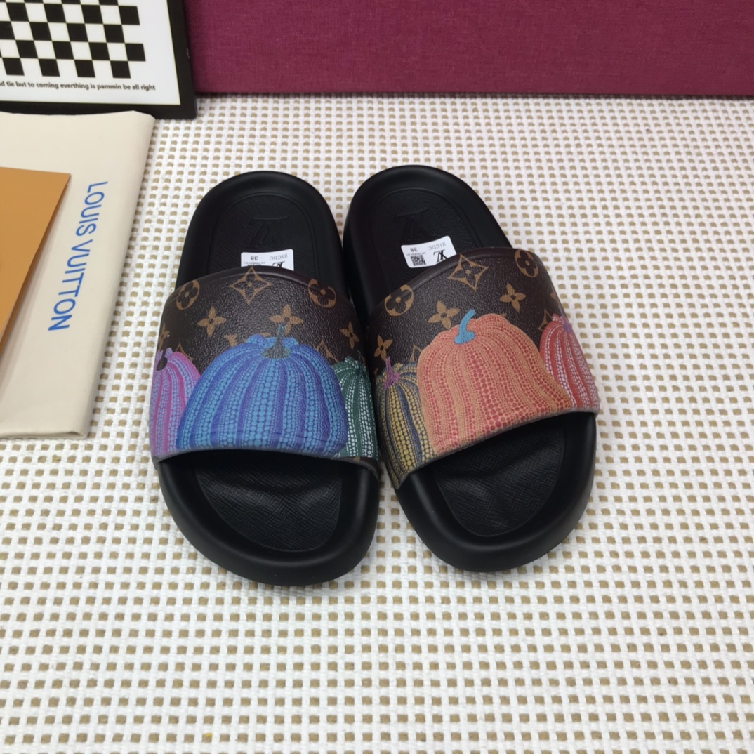 ▪️Las pantuflas más hermosas de LV❤️ Parte superior impresa en 3D ▪️El popular estilo perezoso de alta gama L…