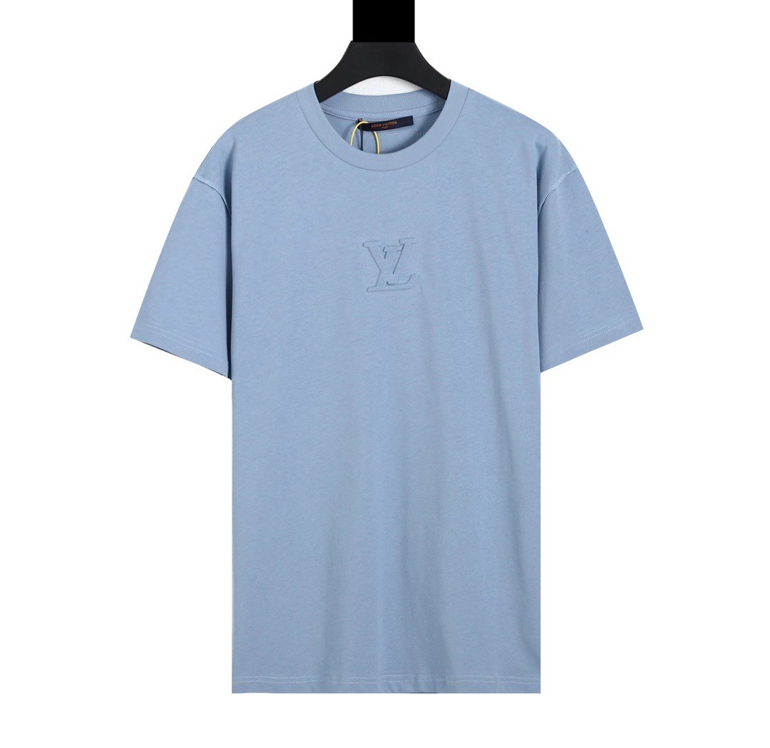 Louis Vuitton Abbigliamento T-Shirt Blu cielo Bianco Unisex Maniche corte