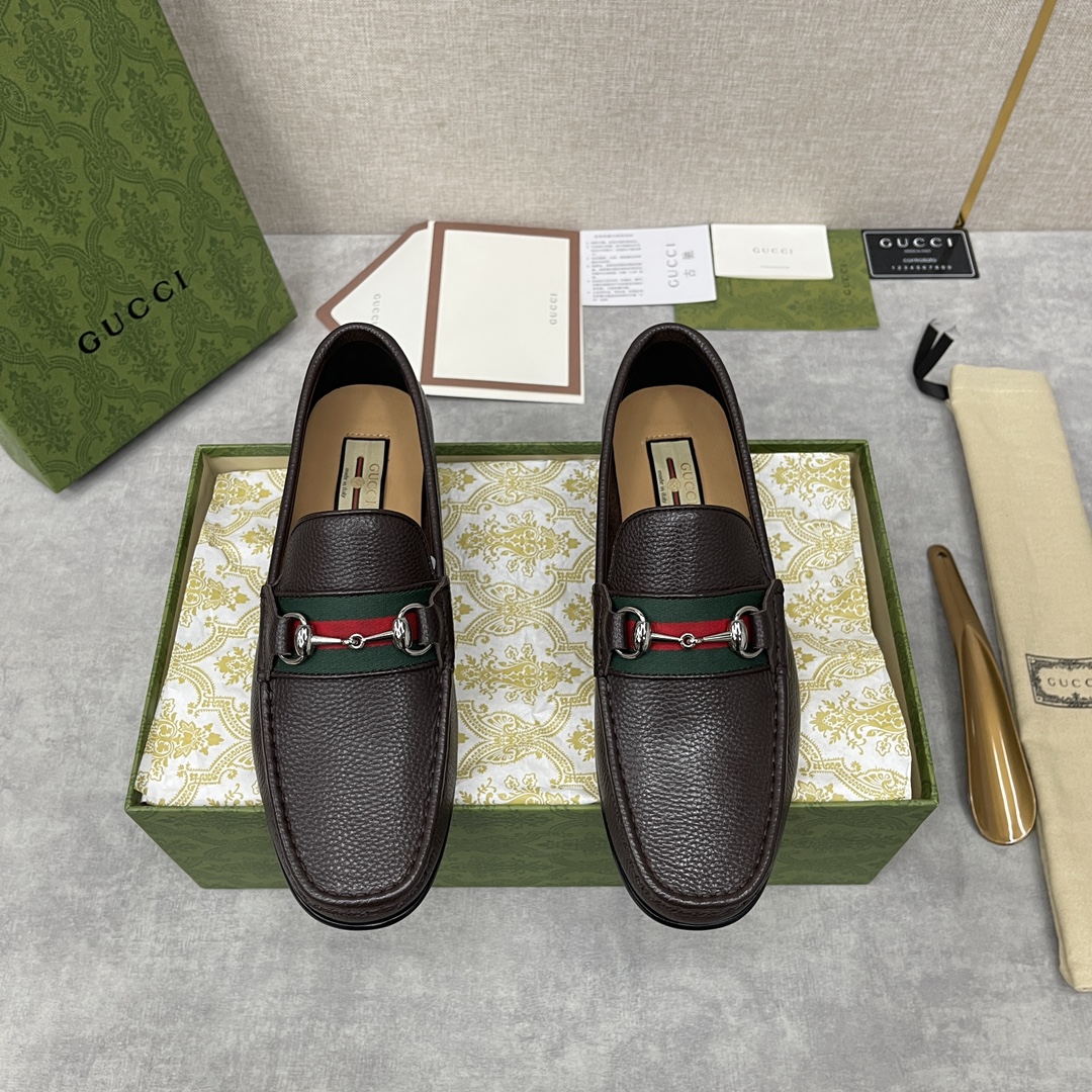 Gucci Scarpe Loafer Replica all'ingrosso 2024
 Nero Oro Verde Rosso Uomini Pelle di vitello bovina Cuoio genuino Fashion