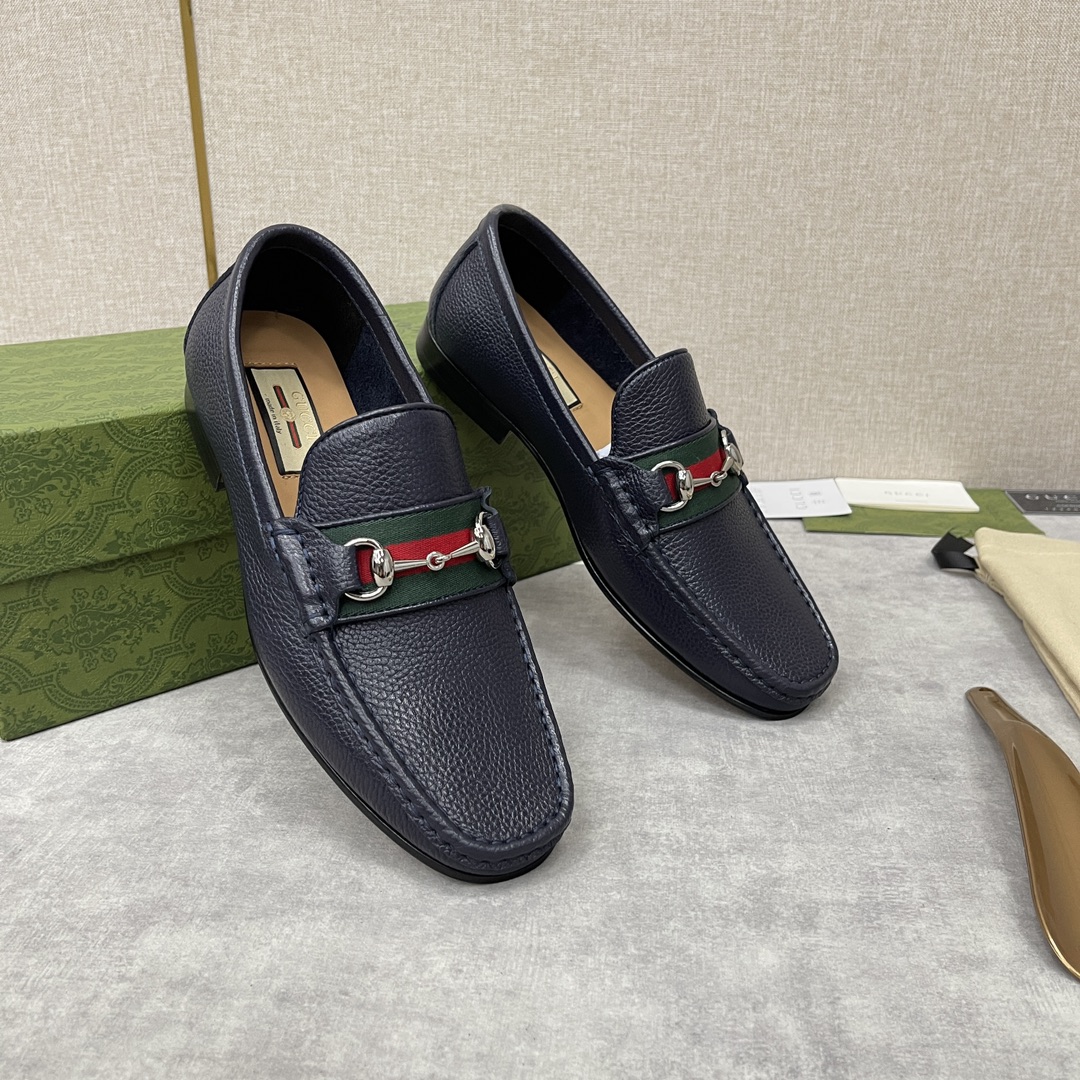 Gucci Scarpe Loafer Nero Oro Verde Rosso Uomini Pelle di vitello bovina Cuoio genuino Fashion