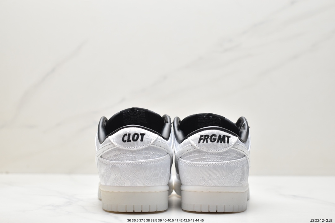 200 Fragment Design x Clot x Nike SB Dunk Low”20th Anniversary/White Silk”扣篮板鞋“联名丝绸白黑刮刮乐” FN0315-100