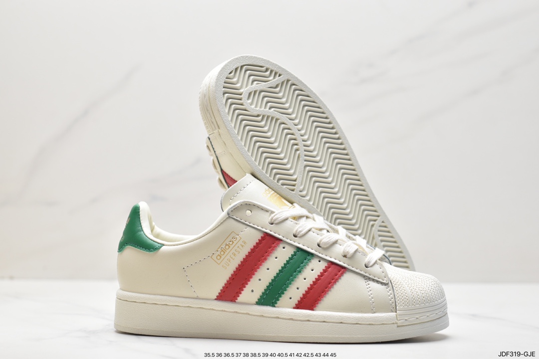 Adidas Clover Originals Superstar ”Sail/Green/Lace” shell toe sneakers IF0507