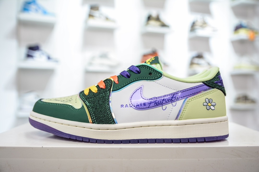 280 R 纯原Air Jordan 1 Low AJ1乔1低帮文化篮球鞋 慈善绿配色 FD9665-351