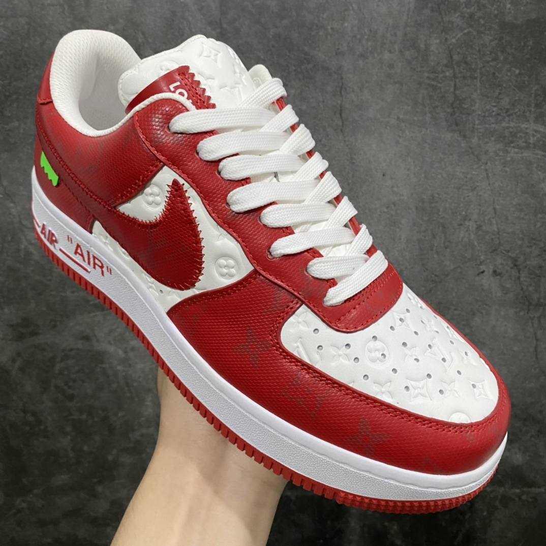 图片[3]-【莞产版本】LV x Air Force 1空军白红n正确细节 懂货的来n正确的钩子大小 （市面版本过小）n正确老花 压花比例以及各位置正确的对位！n正确鞋舌长度及厚度（市面要么过短要么过长过薄）n正确鞋带孔8个（女鞋为7个）n正确鞋头冲孔数量（除最外排固定2个 其余没排女码比男码少1个）n目前此版本 尺码:36-45-莆田鞋批发中心