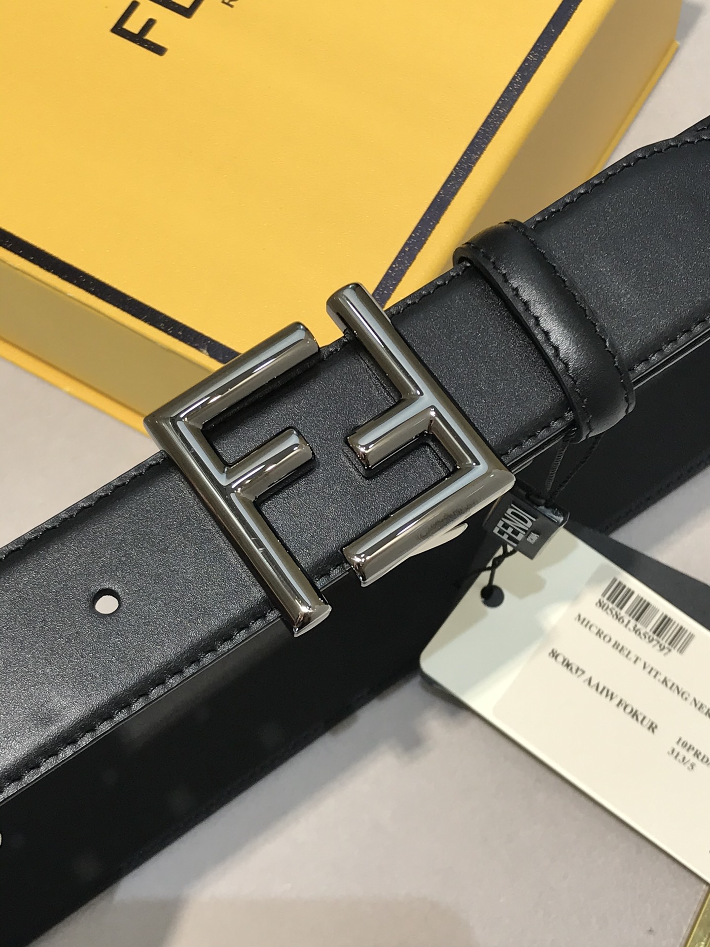 [Fendi Belts]New FD wide 35MM logo shape FF buckle belt Original rivet three-d