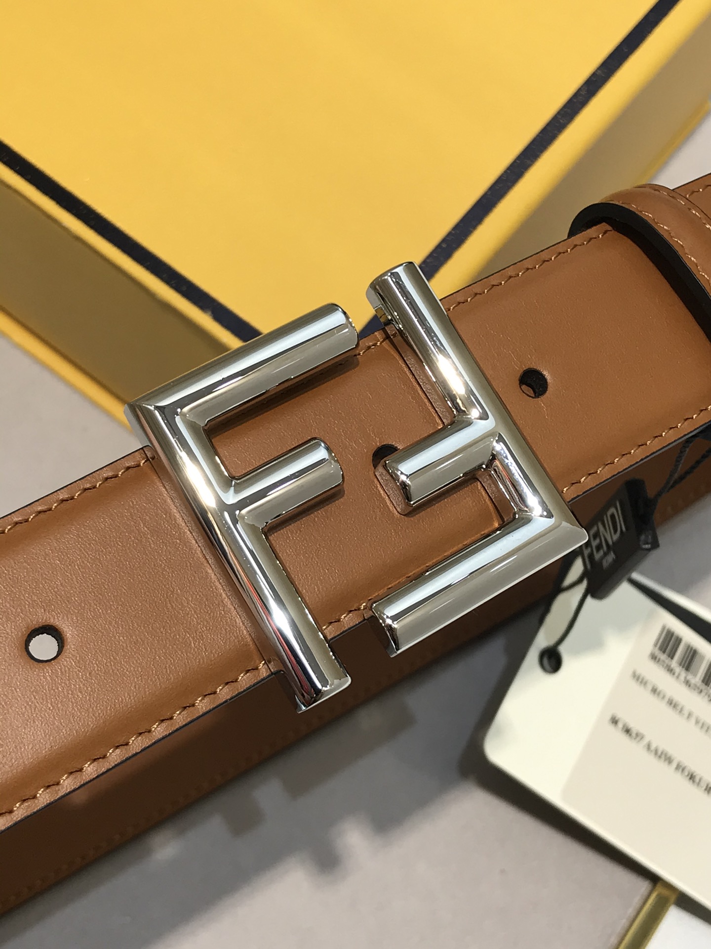 [Fendi Belts]New FD wide 35MM logo shape FF buckle belt Rivet three-dimensiona