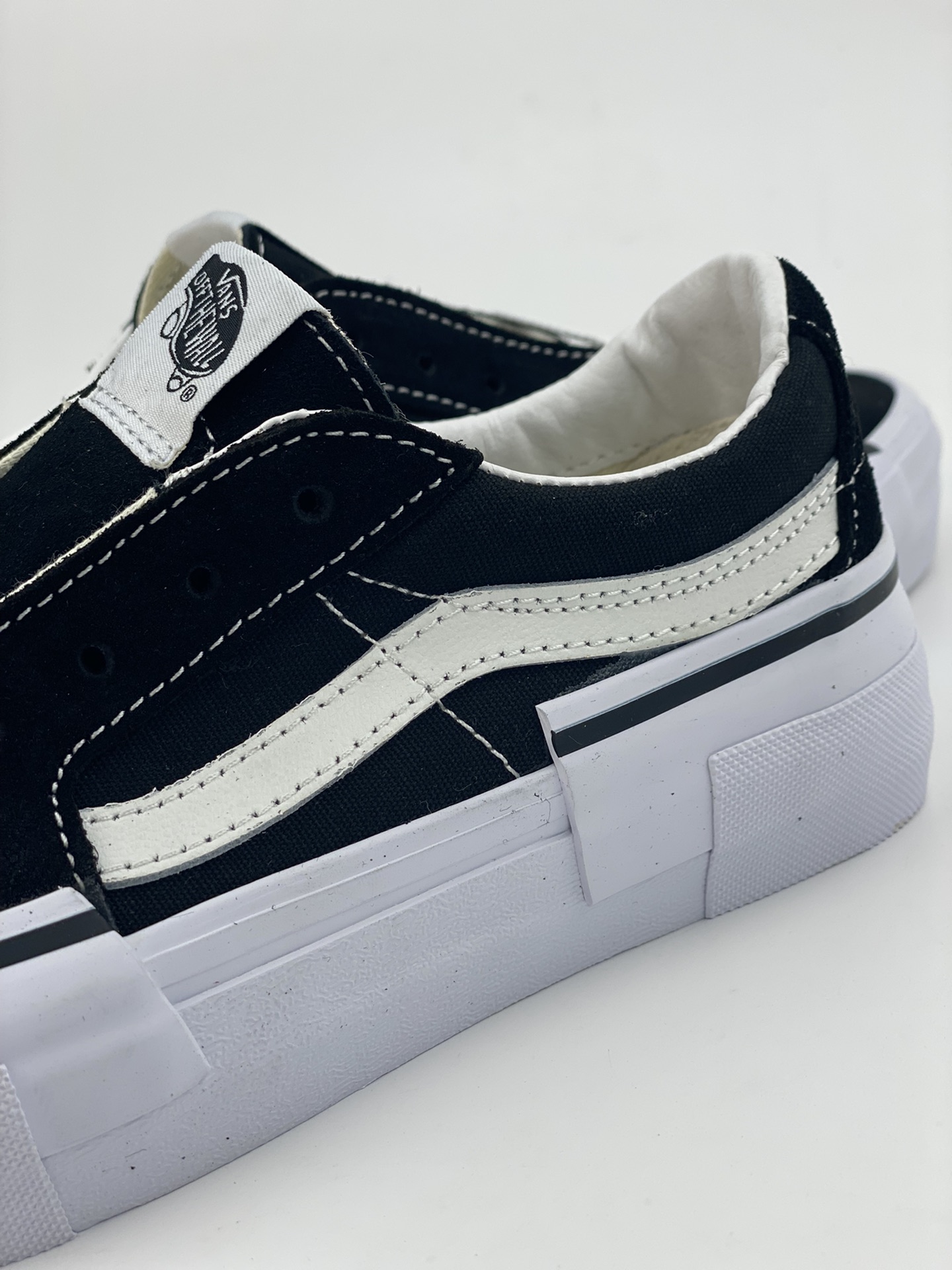 Vans Sk8-Low deconstruction is based on the classic shoe style Sk8-Low with black and white stripes