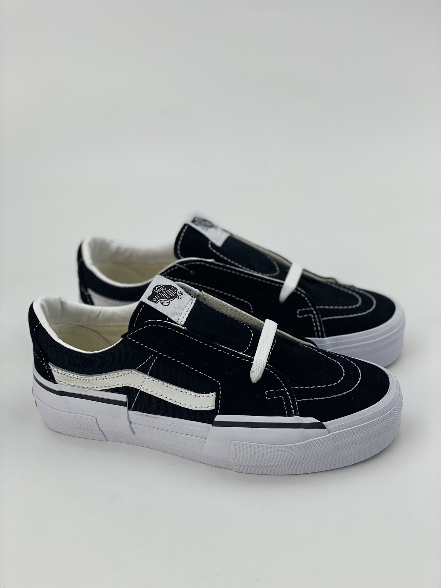 Vans Sk8-Low deconstruction is based on the classic shoe style Sk8-Low with black and white stripes