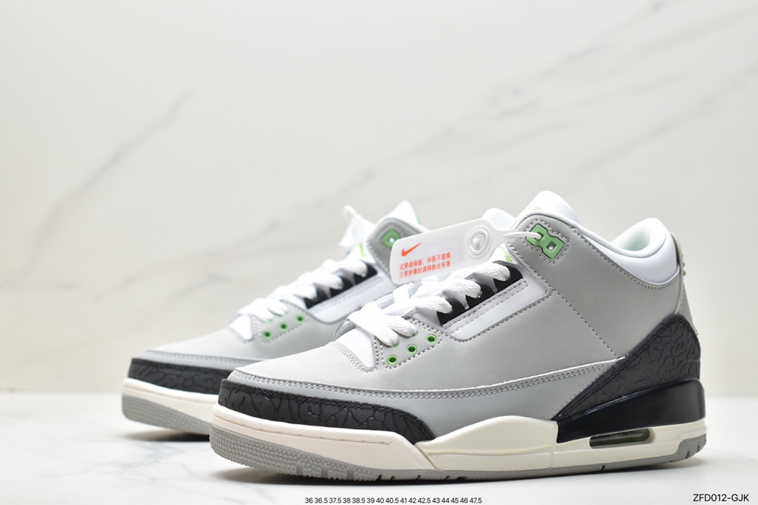 280 Air Jordan 3 Retro“Chlorophyll” 叶绿素/灰绿手稿 136064-006
