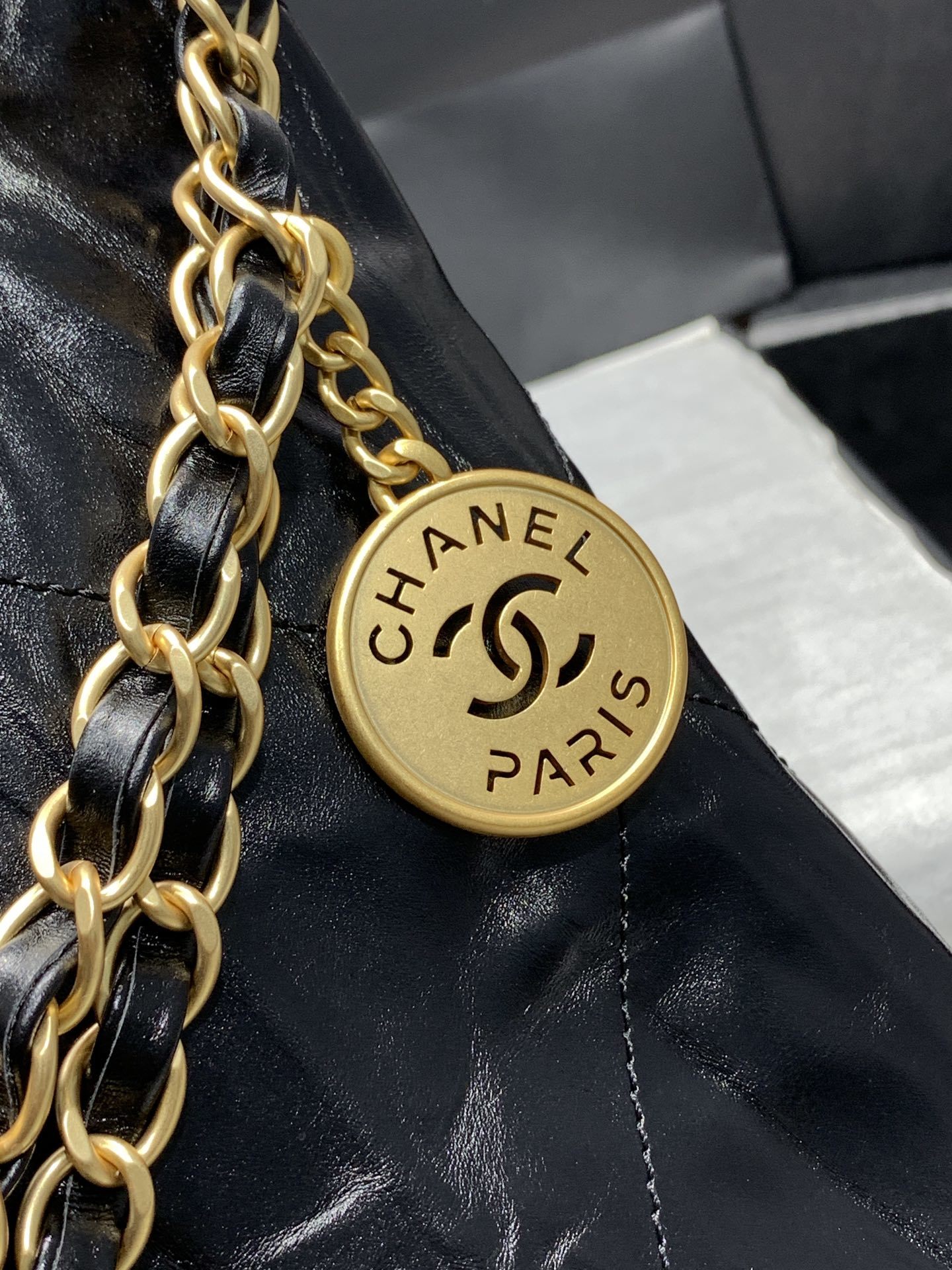 法国高端定制品Chane1AS3260#Chanel2022bag皱皮索口购物袋独家实拍香奈儿链条包单肩