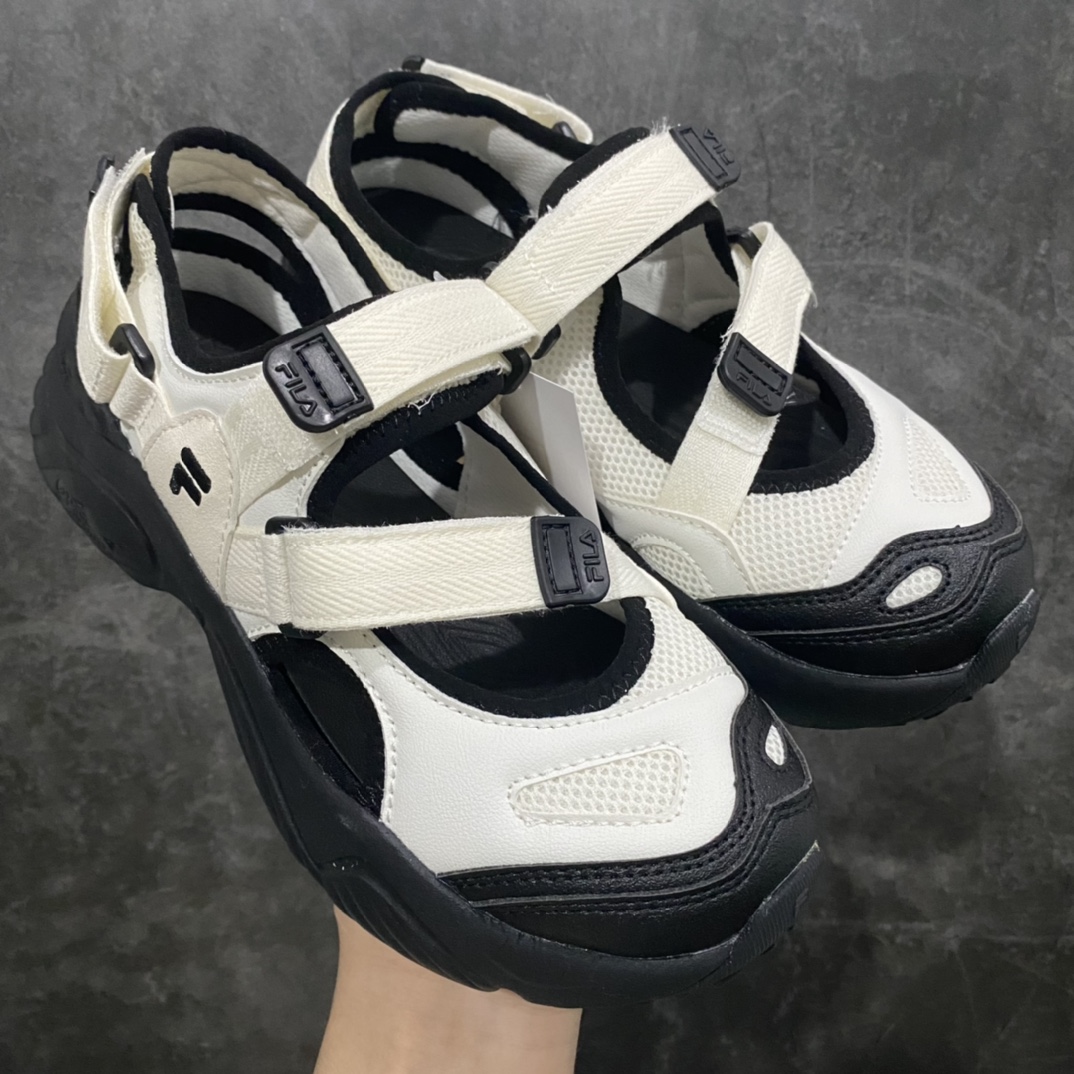 180 【】斐乐Fila FUSION Conch Mask Sandal 海螺系列厚底老爹风魔术贴镂空休闲运动慢凉鞋