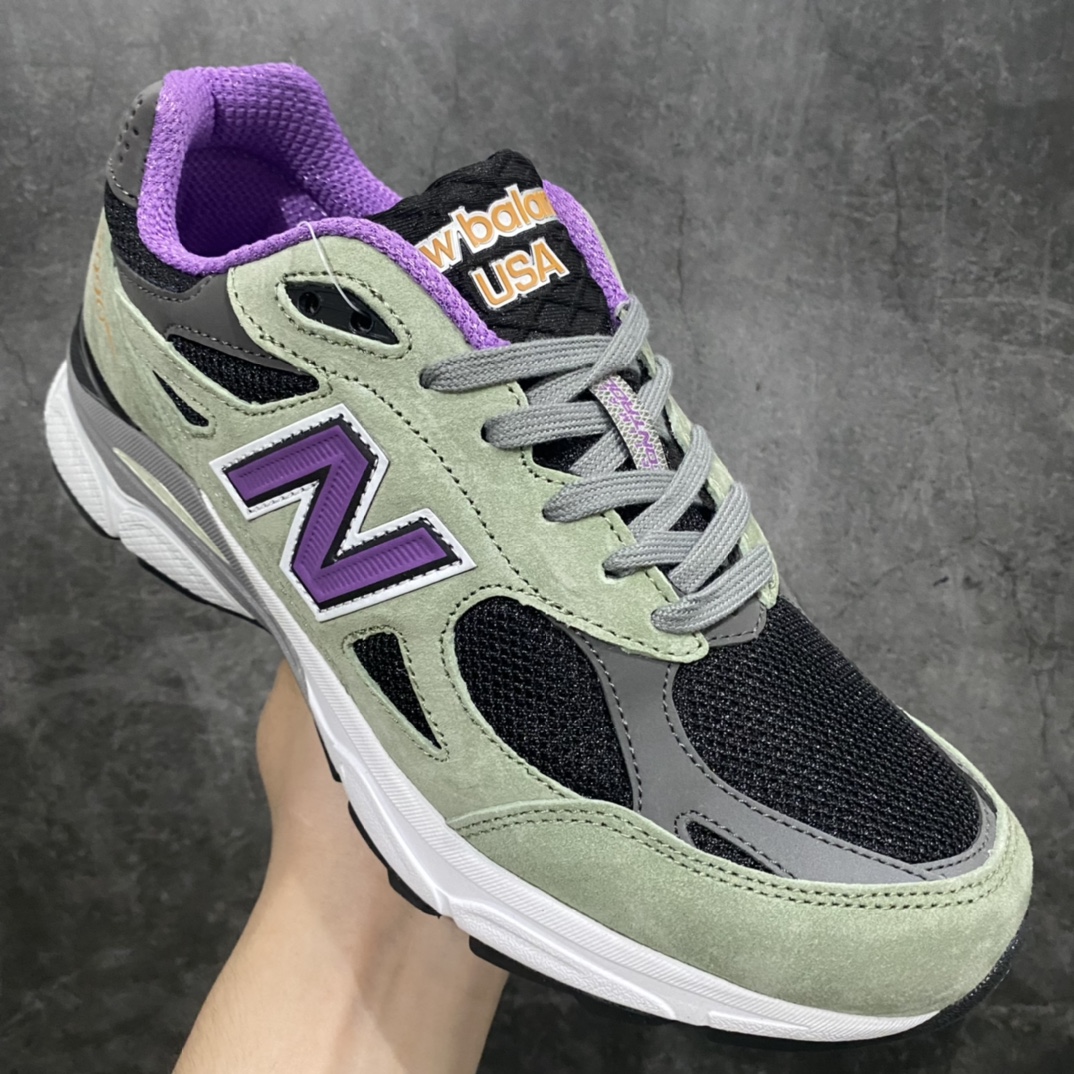 260 【K版纯原】New Balance Teddy Made系列 新百伦NB990V3 联名军绿色第三代总统复古慢跑鞋