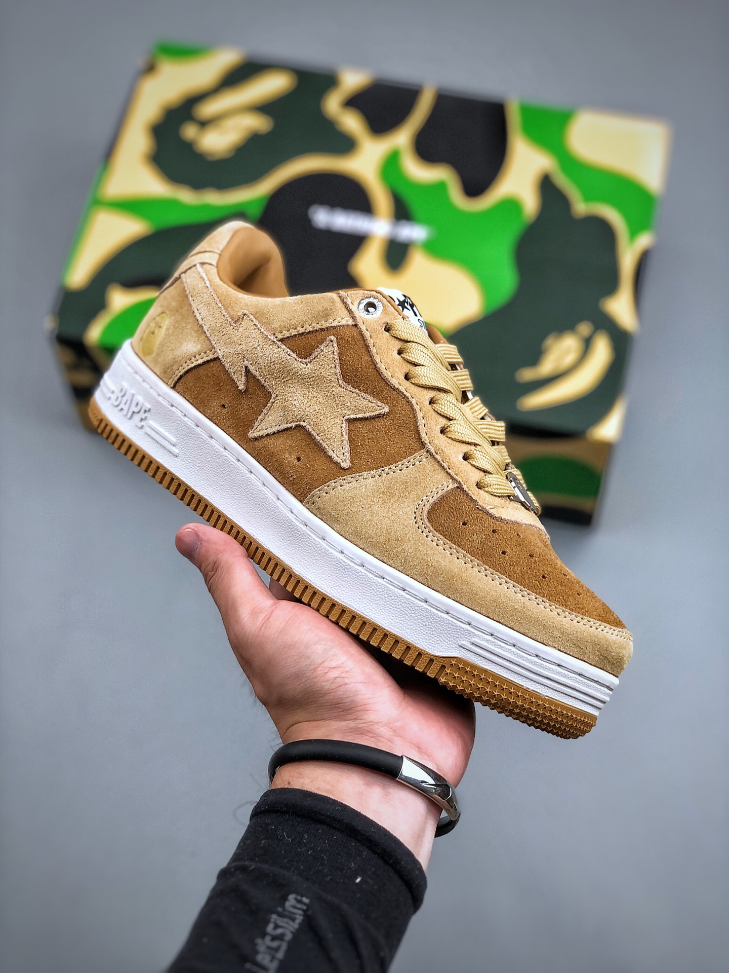 运动鞋, 运动板鞋, 板鞋, 服装, A Bathing Ape STA, 1H70-291-004 - 安逸猿 A Bathing Ape STA 莫兰迪视效 时尚休闲 低帮 运动板鞋 女款 黄色 1H70-291-004