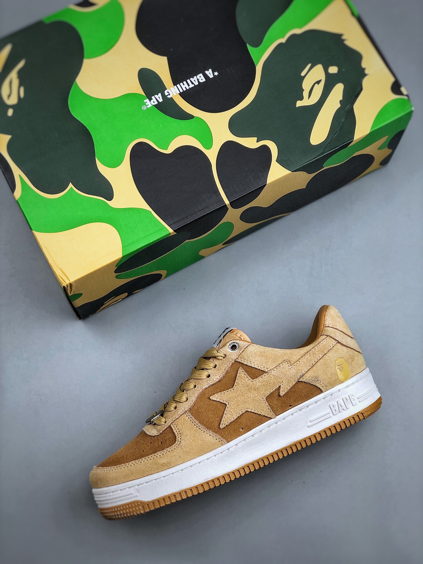 运动鞋, 运动板鞋, 板鞋, 服装, A Bathing Ape STA, 1H70-291-004 - 安逸猿 A Bathing Ape STA 莫兰迪视效 时尚休闲 低帮 运动板鞋 女款 黄色 1H70-291-004