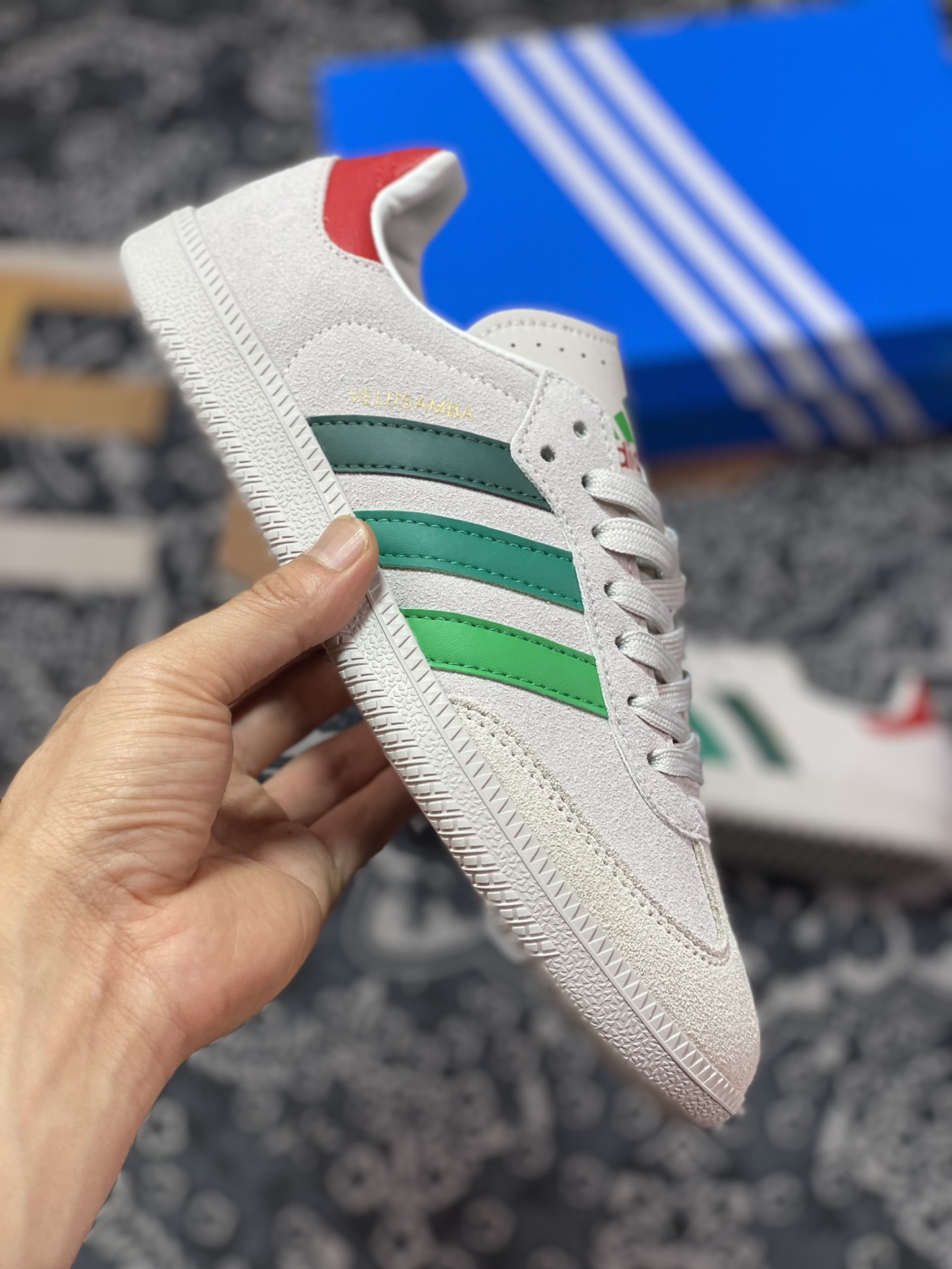 Adidas Velosamba ”Social Cycling” Samba Cycling Series Gentlemen's Shoes ”Co-branded Beige Gray Red Gradient Green” IF2865