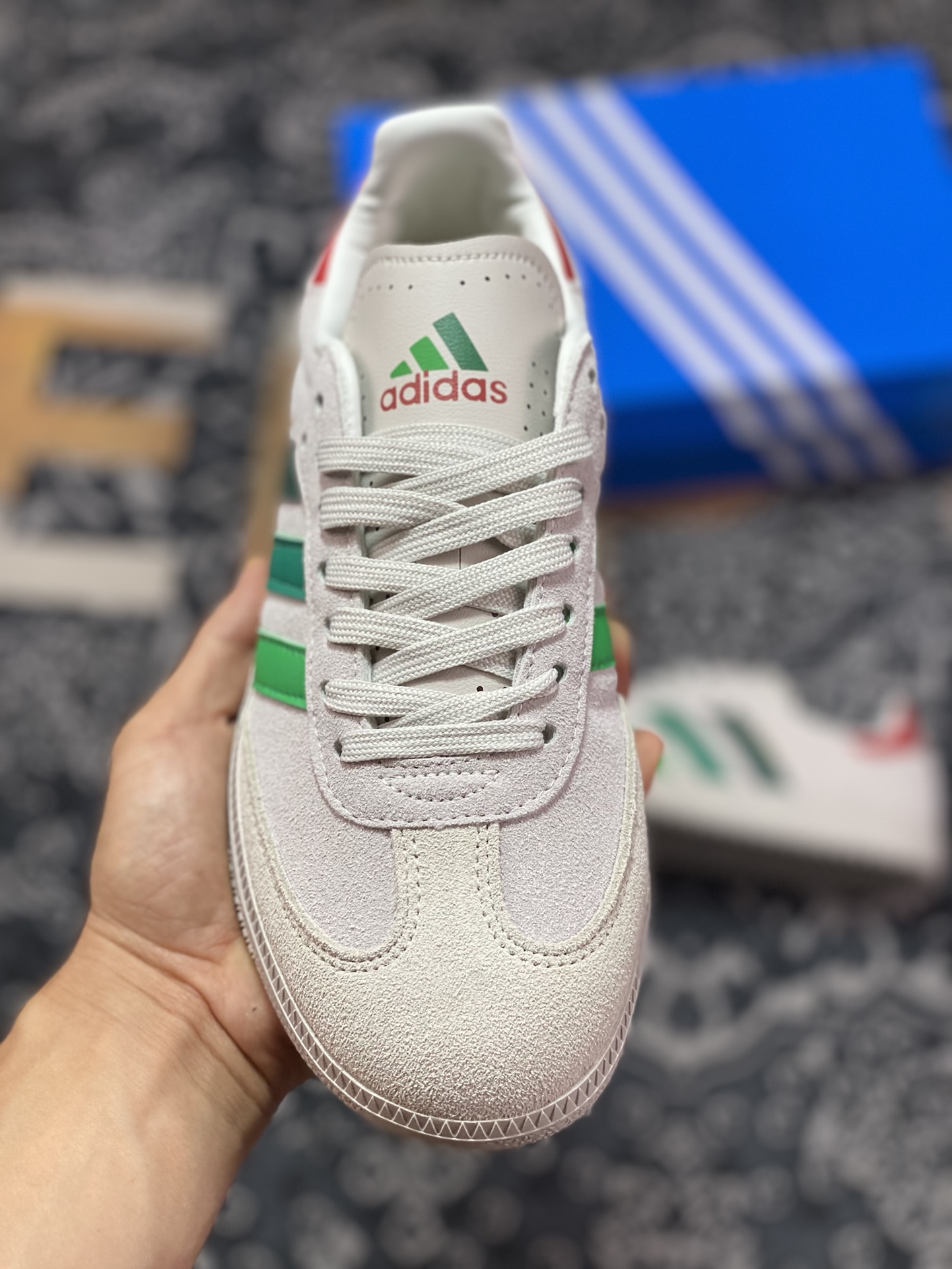 Adidas Velosamba ”Social Cycling” Samba Cycling Series Gentlemen's Shoes ”Co-branded Beige Gray Red Gradient Green” IF2865