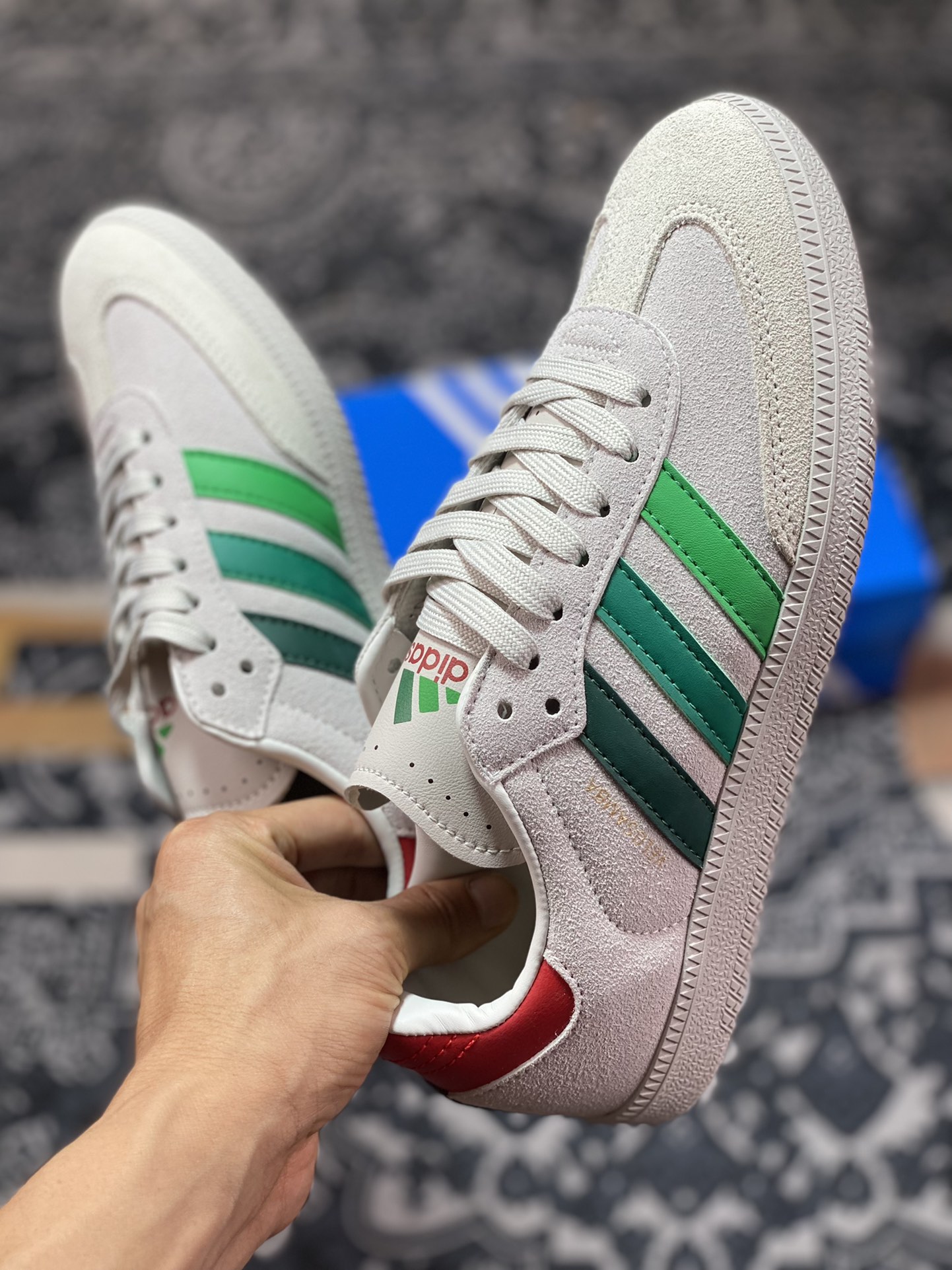 Adidas Velosamba ”Social Cycling” Samba Cycling Series Gentlemen's Shoes ”Co-branded Beige Gray Red Gradient Green” IF2865