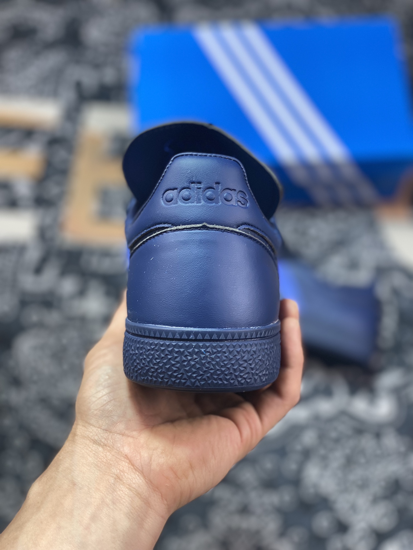 SHUKYU x E-WAX x Adidas Handball Spezial ”Night Indigo” low-top retro versatile casual sports sneakers ”leather indigo royal blue” HP6696