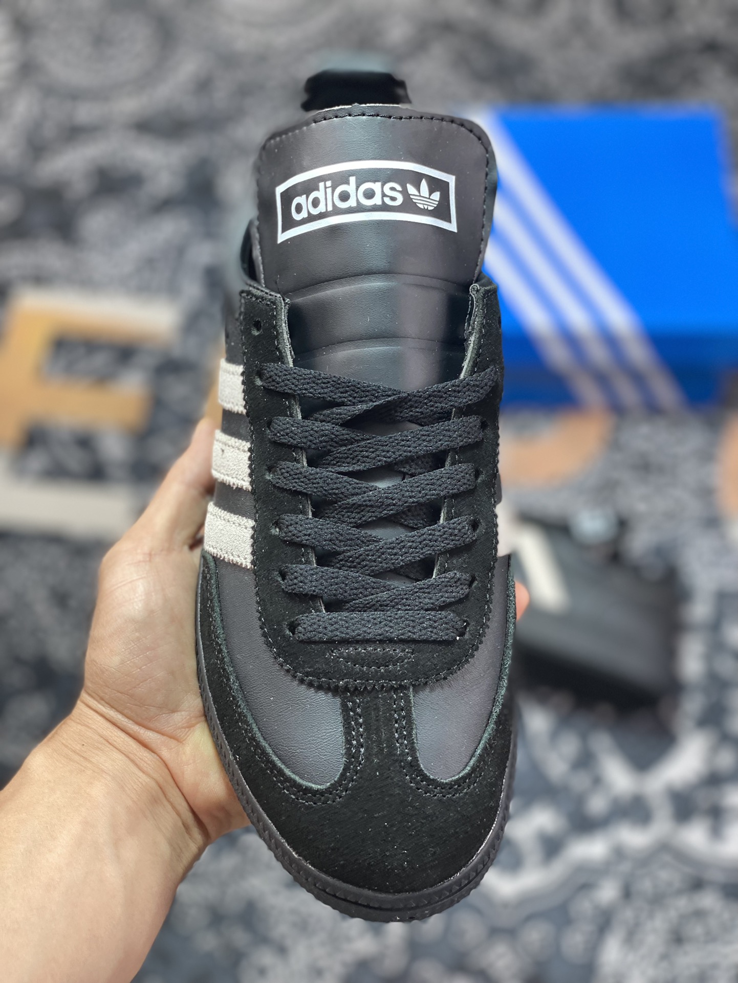 SHUKYU x E-WAX x Adidas Handball Spezial ”Black” handball player series low-top sneakers ”leather black and white” HP6695