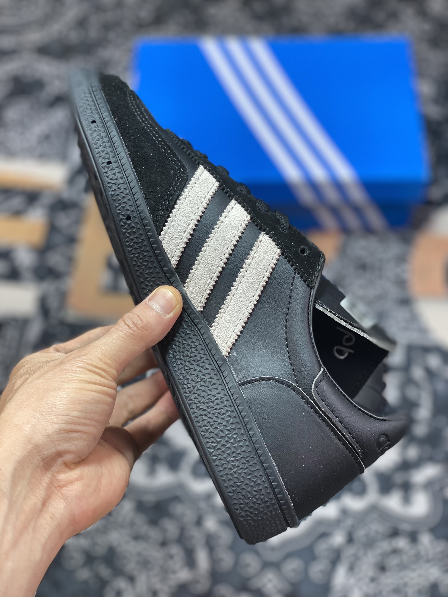 SHUKYU x E-WAX x Adidas Handball Spezial ”Black” handball player series low-top sneakers ”leather black and white” HP6695