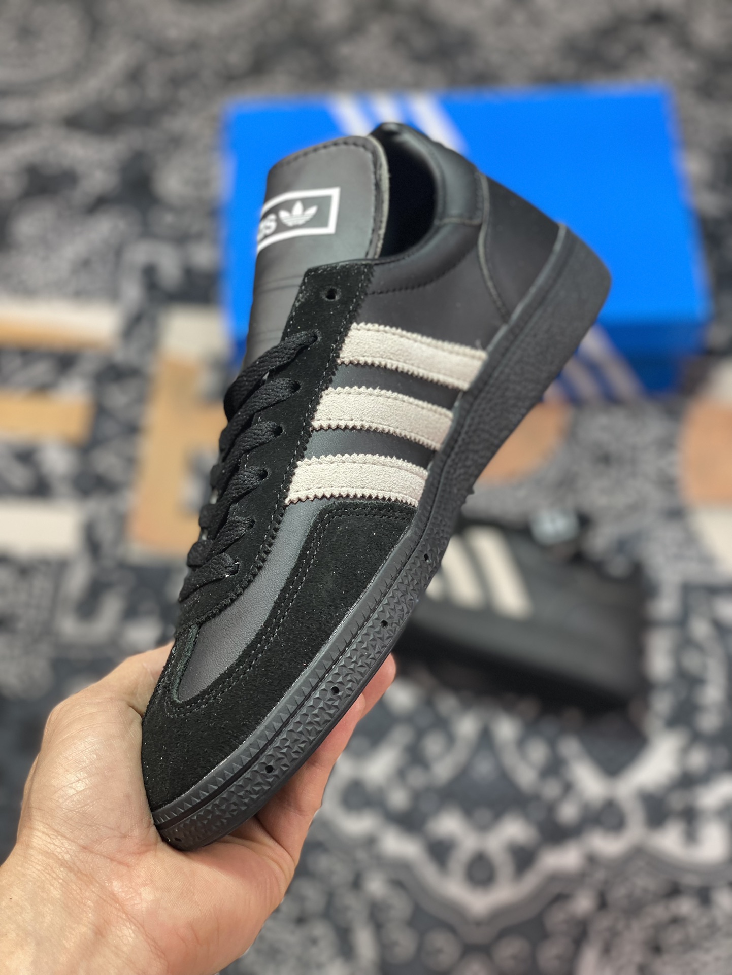 SHUKYU x E-WAX x Adidas Handball Spezial ”Black” handball player series low-top sneakers ”leather black and white” HP6695