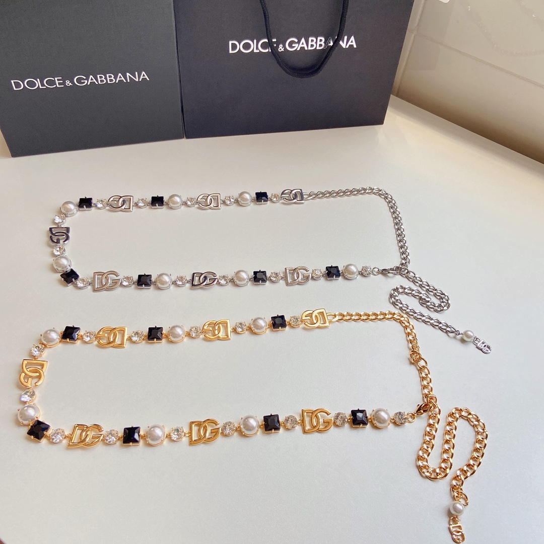 D&G杜嘉班纳DG徽标与水钻腰带精品