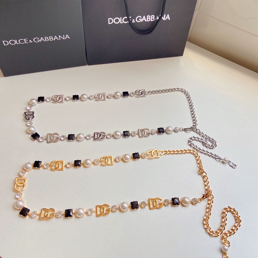 D&G杜嘉班纳DG徽标与水钻腰带精品