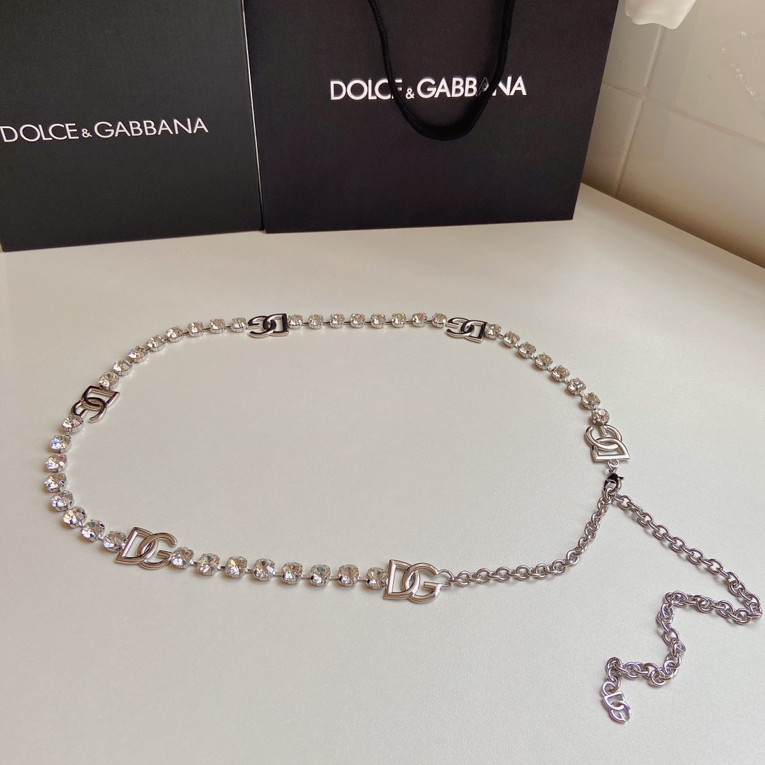 D&G杜嘉班纳DG徽标与水钻腰带精品