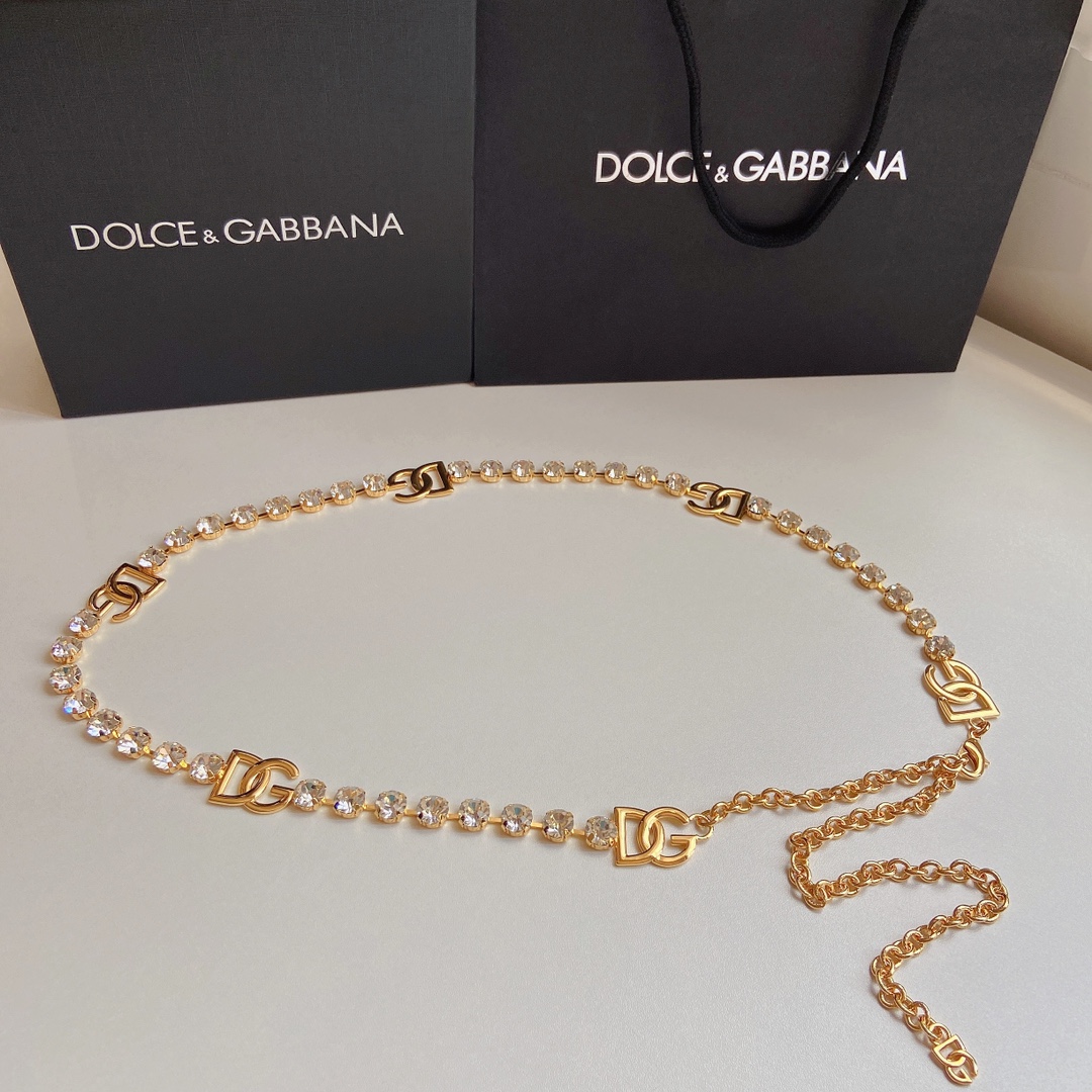 D&G杜嘉班纳DG徽标与水钻腰带精品
