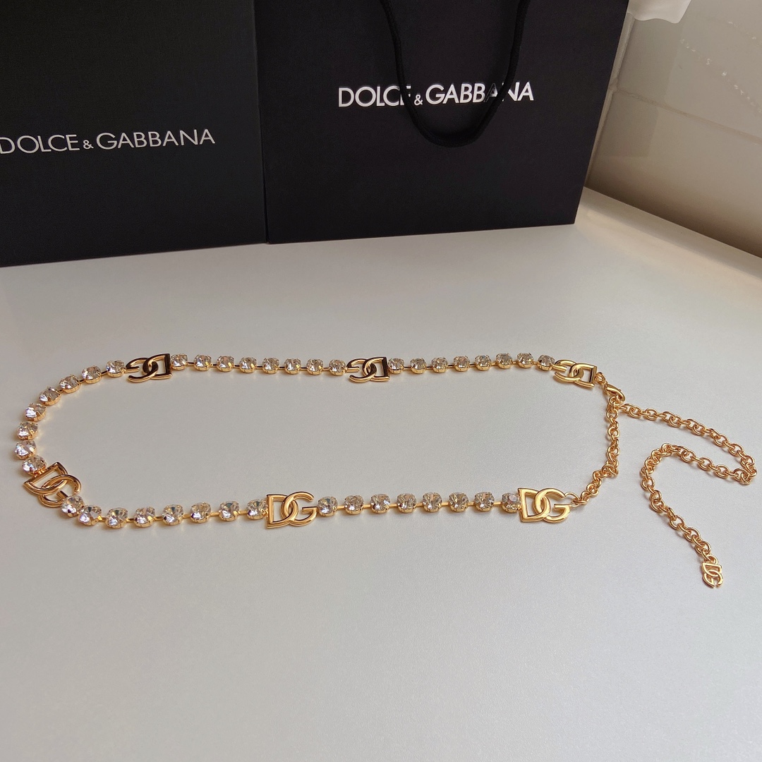 D&G杜嘉班纳DG徽标与水钻腰带精品