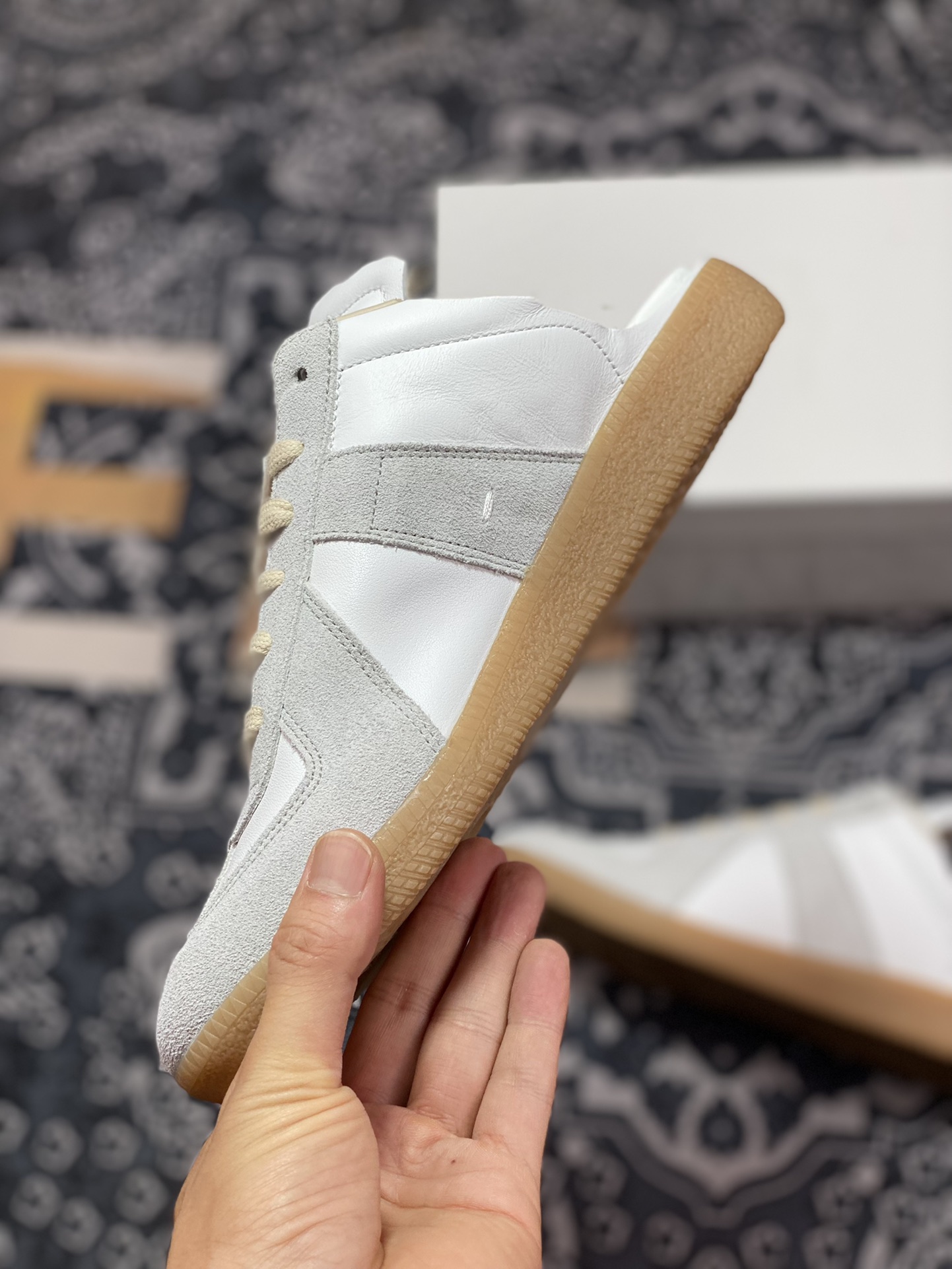 Maison Margiela Replica Leather Mule sneaker replica series sneakers ”deconstructed beige gray caramel bottom” MMXSN07P1895E