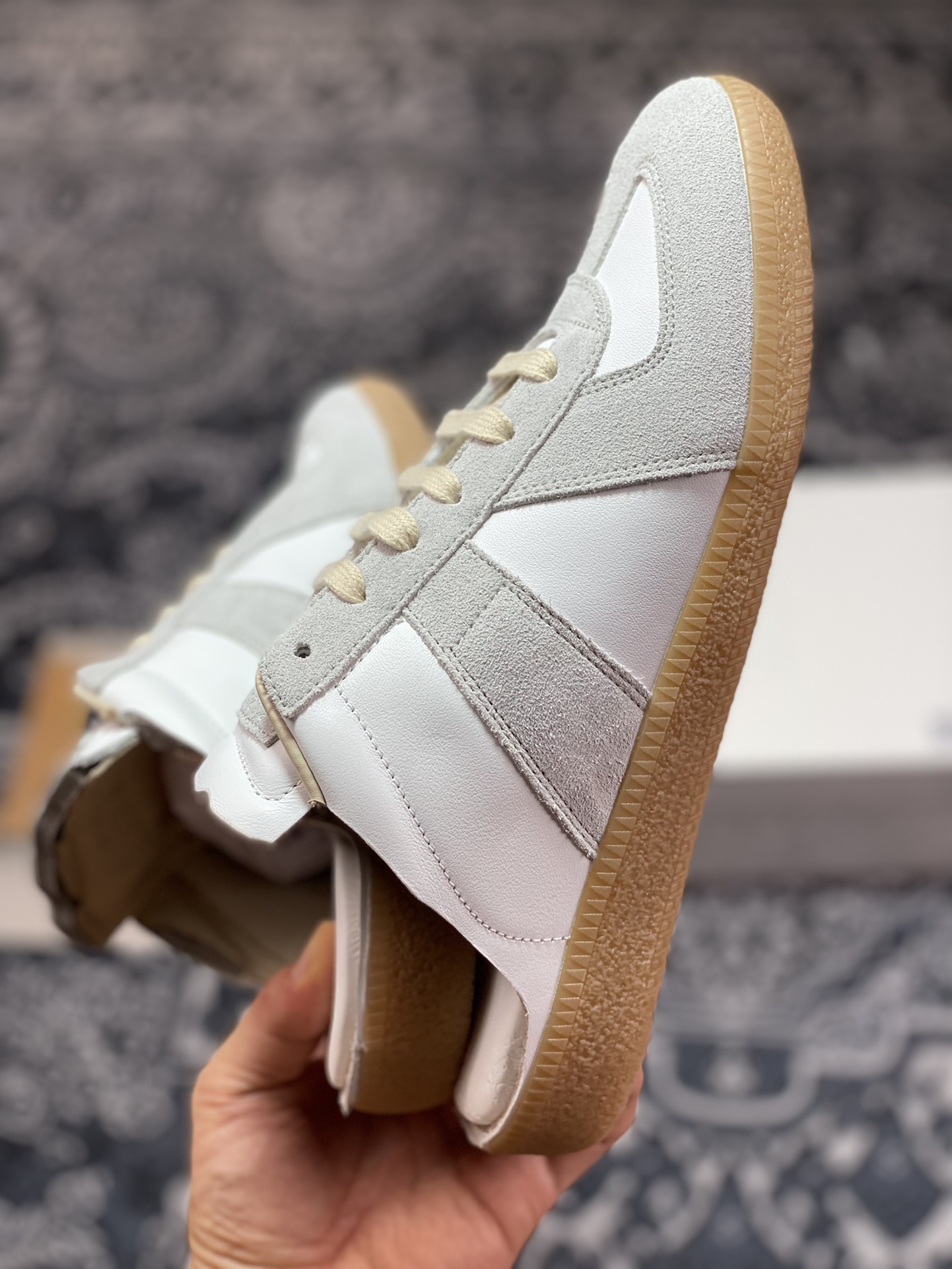 Maison Margiela Replica Leather Mule sneaker replica series sneakers ”deconstructed beige gray caramel bottom” MMXSN07P1895E