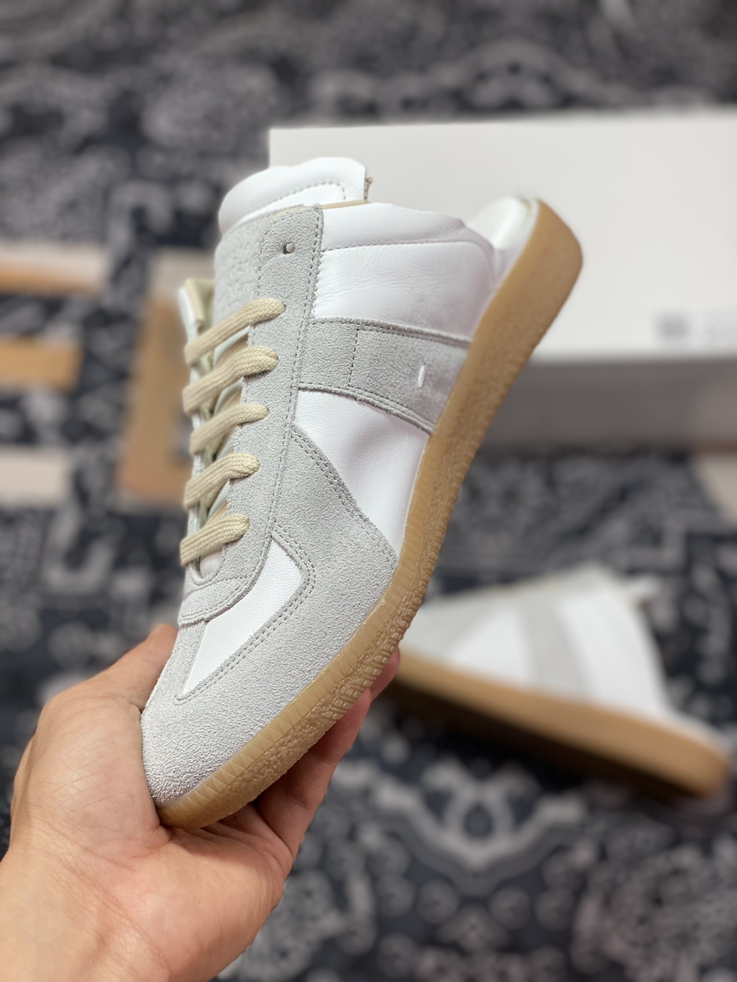 Maison Margiela Replica Leather Mule sneaker replica series sneakers ”deconstructed beige gray caramel bottom” MMXSN07P1895E