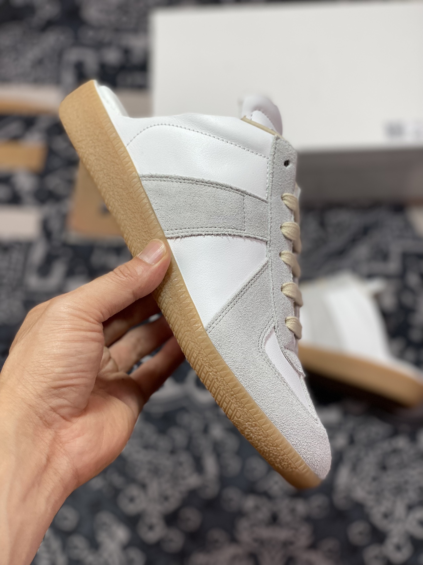 Maison Margiela Replica Leather Mule sneaker replica series sneakers ”deconstructed beige gray caramel bottom” MMXSN07P1895E