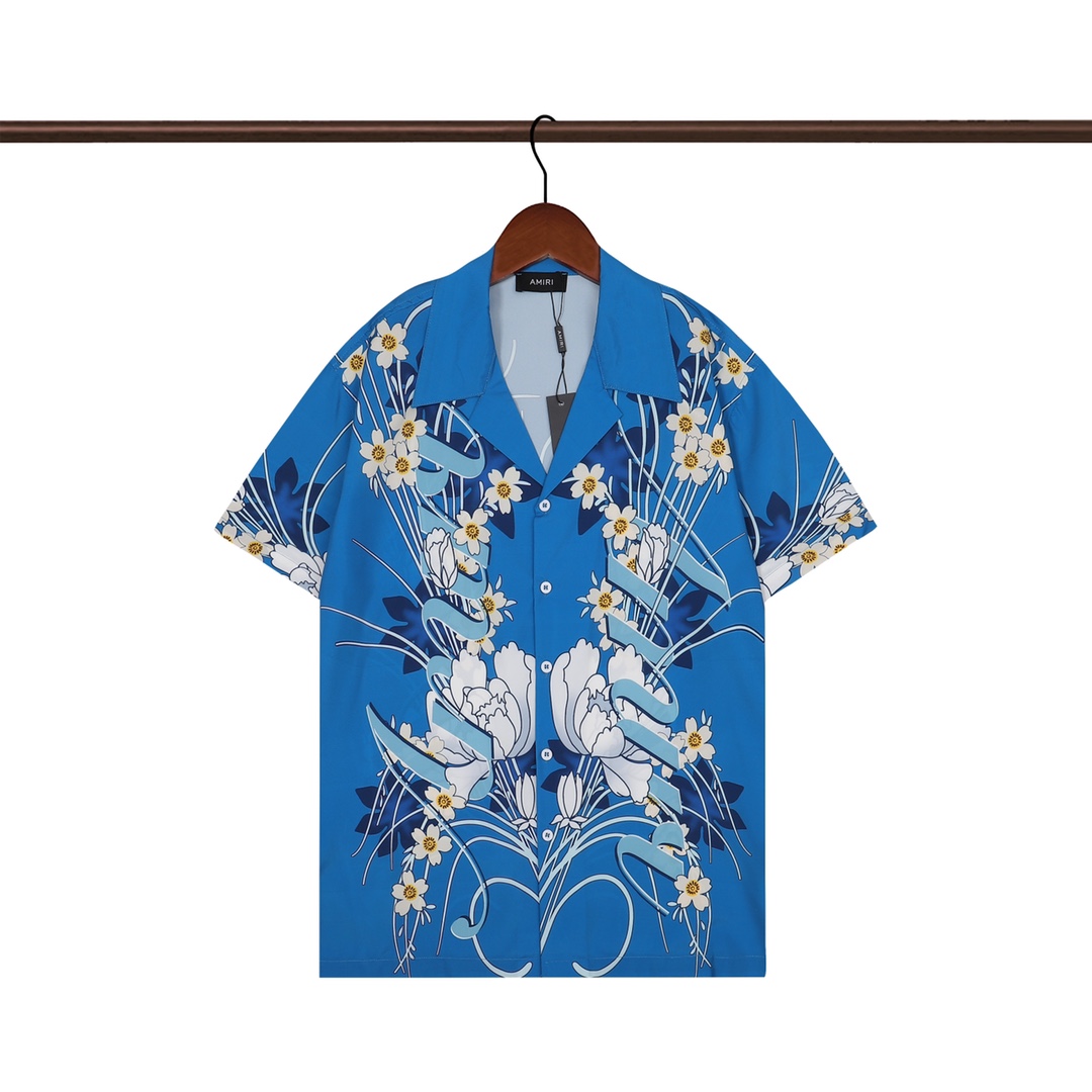 P55  AMIRI 阿米里（
经典Logo印花衬衫、杏色 蓝色 M L XL 2XL 3XL