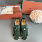 Loro Piana Shoes Loafers Online From China Apricot Color Blue Green Purple Red Unisex Chamois Cowhide Rubber Sheepskin Summer Collection